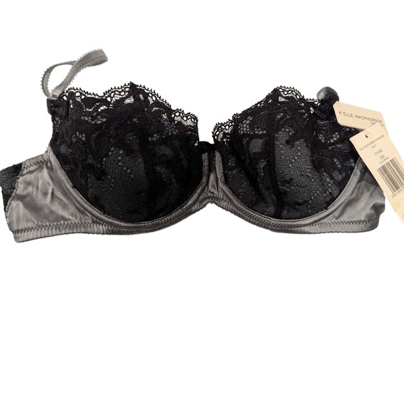 Elle Macpherson Intimates Belle Bra 32B Blue Mirage Black‎ Lace Silk NWT - Picture 1 of 6